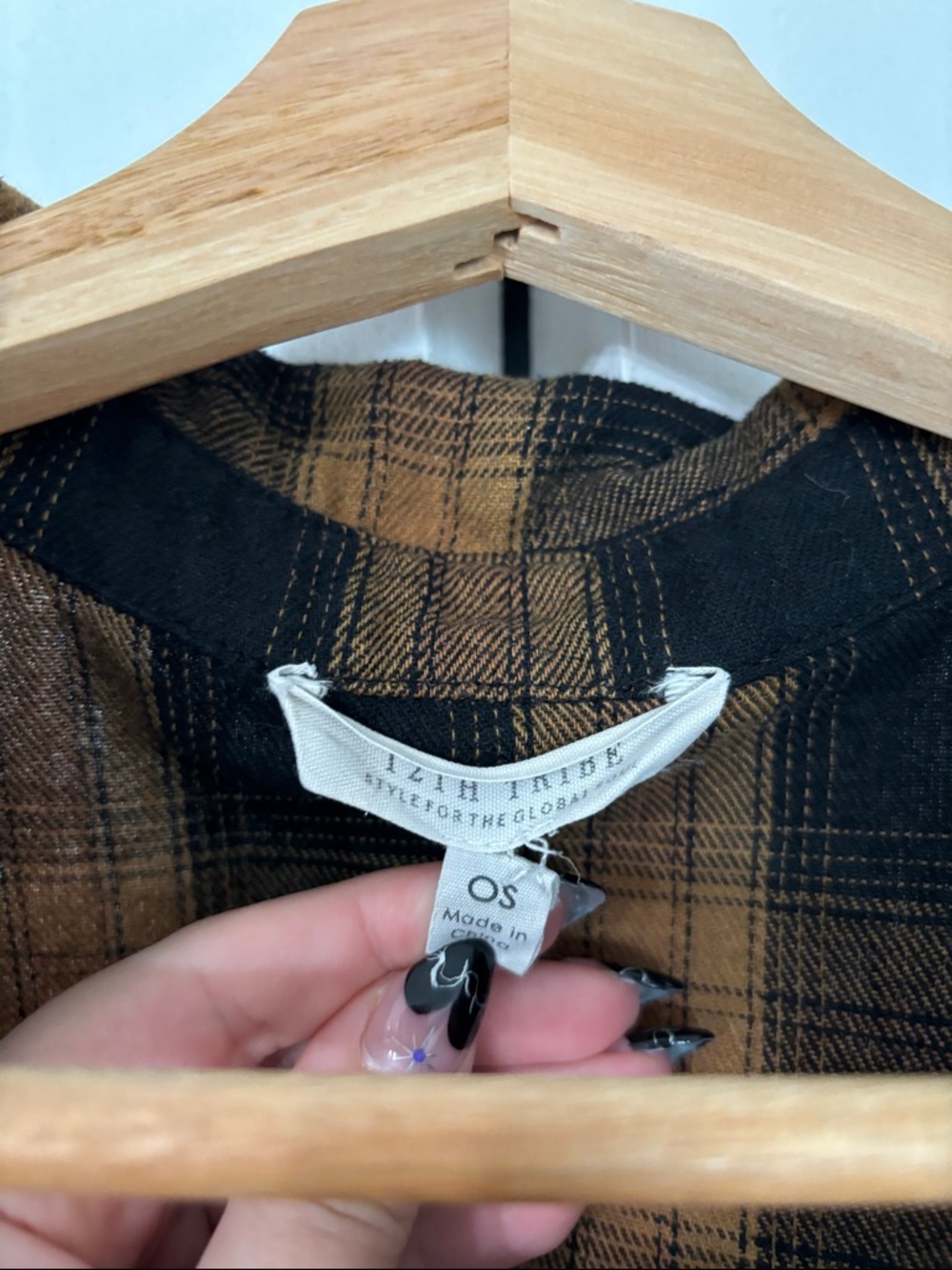 12th tribe Yellow and Black Plaid Button-Up flannel Shirt - Picture 2 of 3
